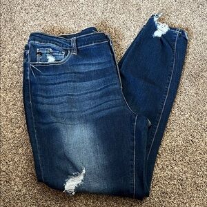 KanCan high rise button fly distressed jeans